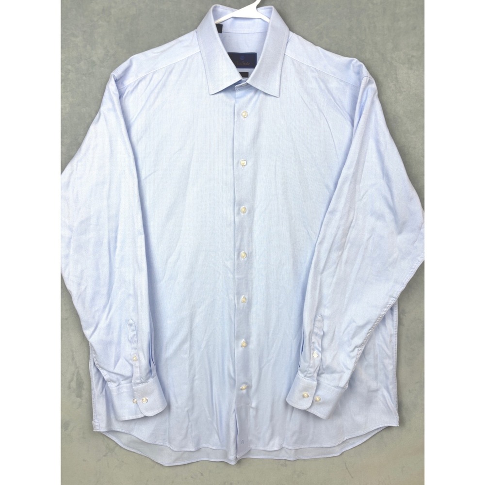 David Donahue Mens Regular Fit Dress Shirt Light Blue Cotton 17.5 36/37